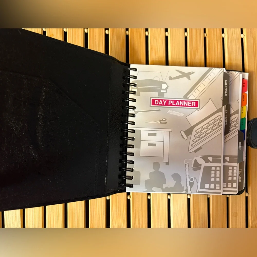 Black Faux Leather Planner - No Specific Year - Can be used for any